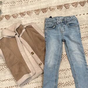 Jessica Simpson Faux Suede Vest and Cat & Jack Jeans Size 4T